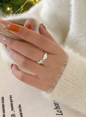 麻花编织缠绕戒指纯银冷淡风女