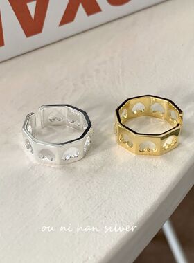 爱心戒指纯银韩国女性