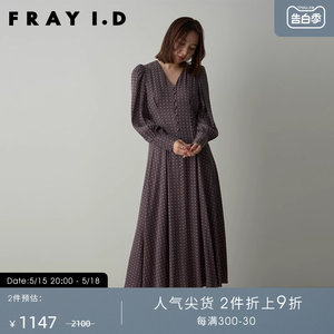 FRAYI.D优雅泡泡袖缎面连衣裙