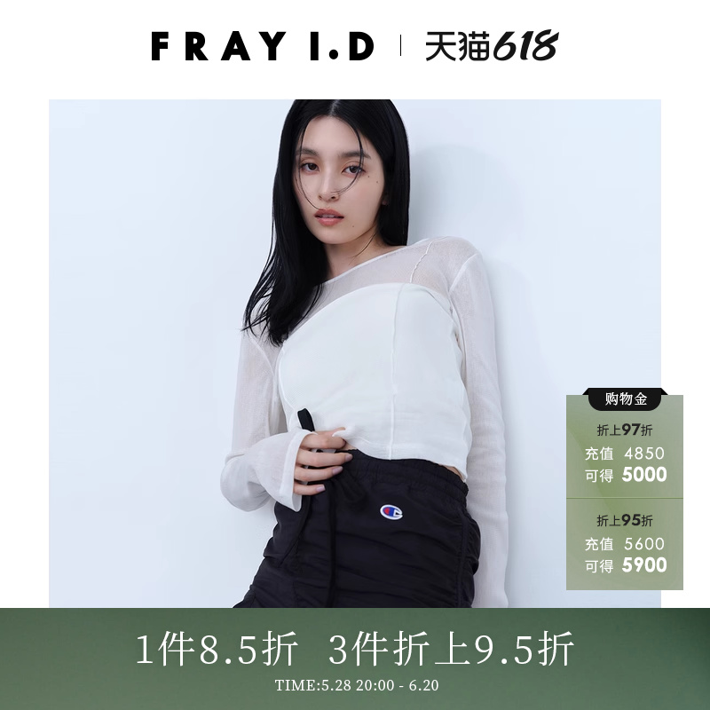 FRAYI.D圆领薄纱透视长袖上衣