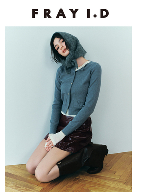 FRAY I.D2025秋冬新品通勤百搭纯色圆领口袋针织开衫FWNT254058