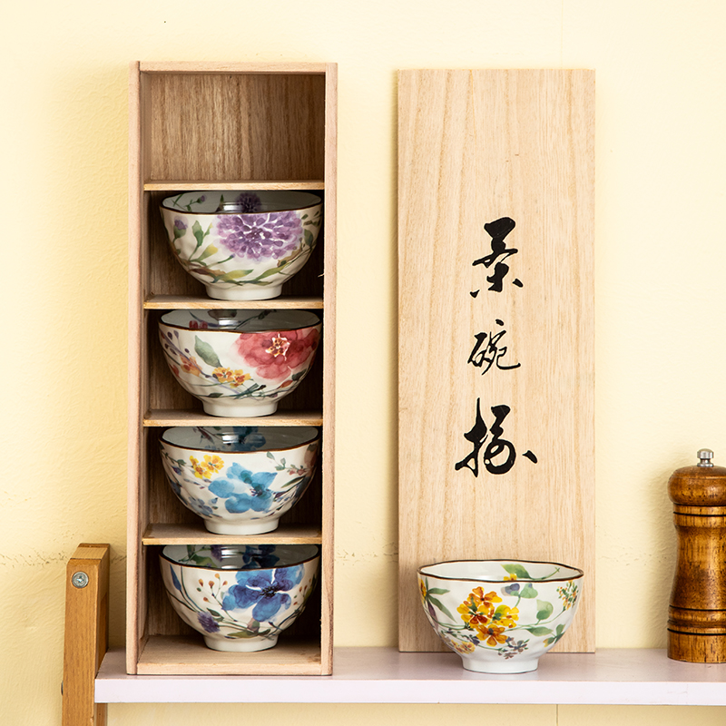 出口日本送礼碗套装釉上彩和蓝陶瓷饭碗新婚乔迁礼物餐具套装瓷器