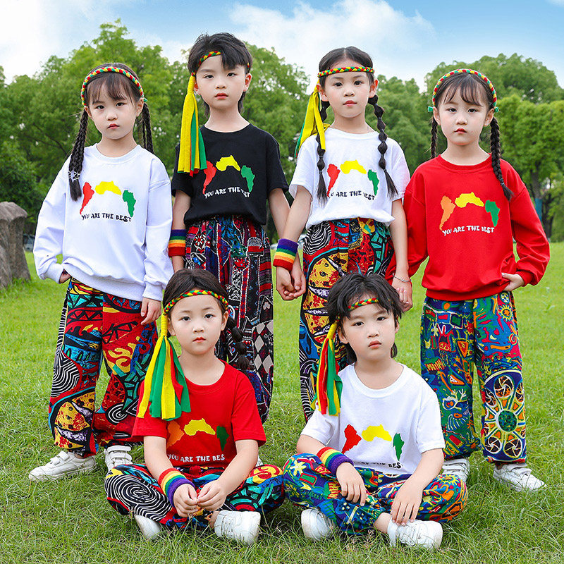 元旦儿童非洲鼓演出服幼儿舞蹈服啦啦队运动会喜庆民族风表演服装