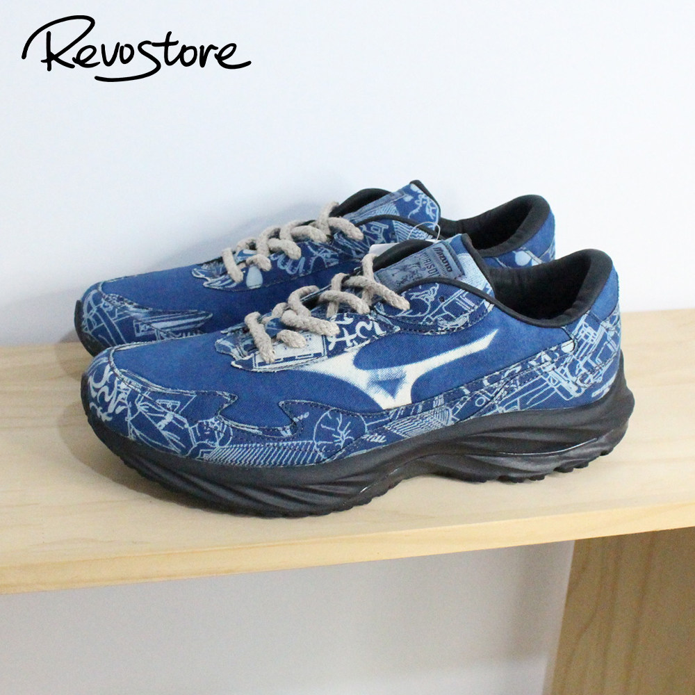 Mizuno蓝染复古低帮男女跑步鞋