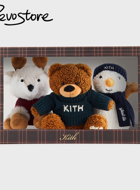 Kith Kithmas Set of 3 Plushes 圣诞驯鹿 小熊 雪人毛绒玩具套装