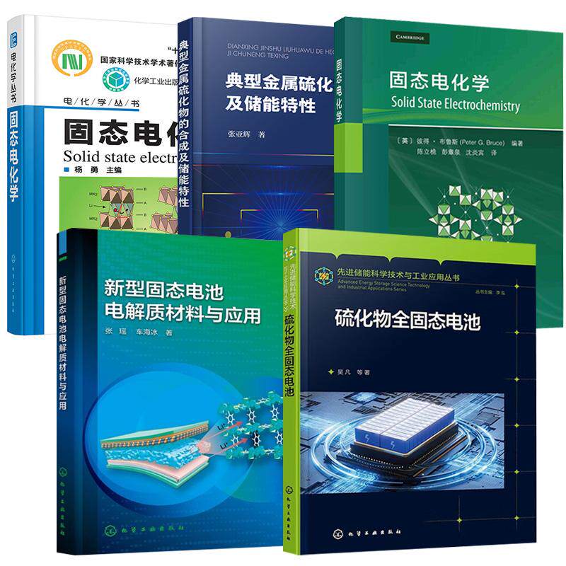 【全5册】电化学丛书--固态电化学+硫化物全固态电池+典型金属硫化物的合成及储能特性+新型固态电池电解质材料与应用+固态电化学