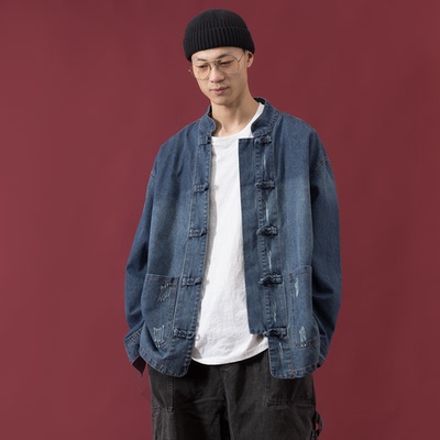 立领秋季宽松盘扣情侣夹克唐装潮