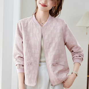 50多岁妈妈春秋短外套女胖球服2026新款 宽松休闲洋气减龄夹克上衣