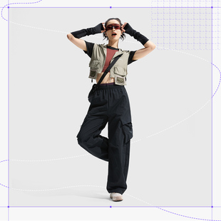 裤 宽松防泼水运动工装 AYKU744 健身系列女子户外经典 李宁运动裤