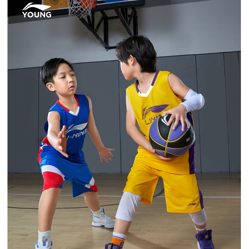 中国李宁儿童篮球服比赛套装男大童2025夏季新款舒适宽松 YATV093