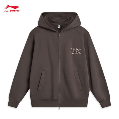 LI-NING/李宁卫衣男女同款20印花宽松开衫连帽休闲外套AWDT869