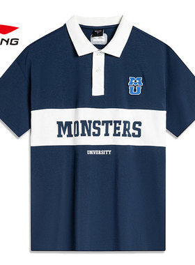 （直播）李宁怪兽大学联名POLO衫男士2024秋季短袖宽松T恤APLU147