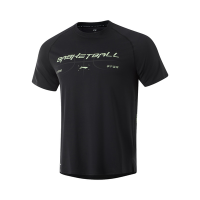 李宁专业篮球系列男子冰感舒适圆领简约印花运动短袖T恤男ATSU083