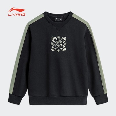李宁卫衣男童冬季运动时尚系列舒适加绒宽松套头无帽卫衣YWDT275