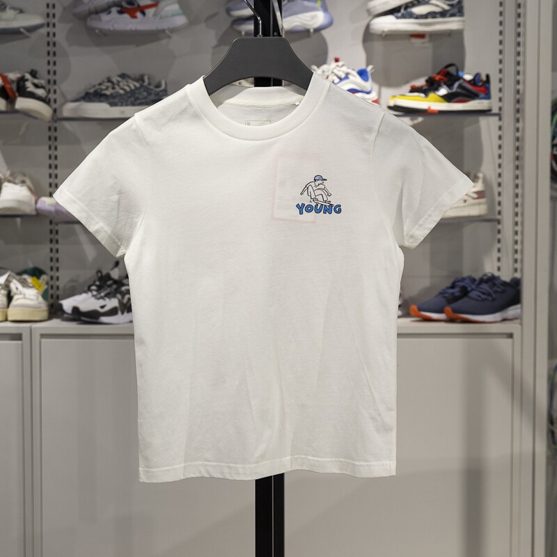 李宁童装短袖T恤2025夏季新款男女大童针织圆领文化衫YHSV173