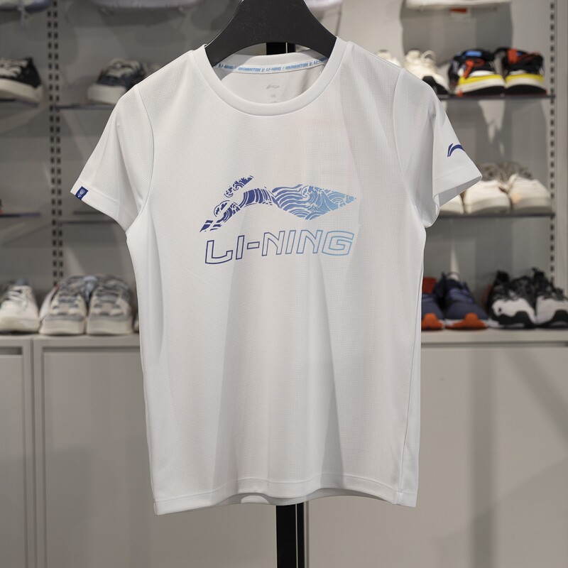 李宁儿童短袖T恤25新款排湿速干青少年羽毛球服圆领文化衫AHSV438