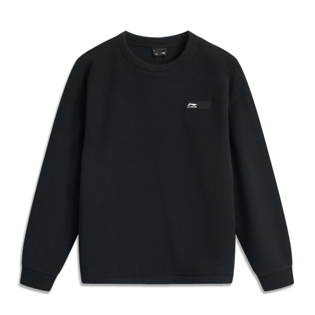 李宁CROSS男士2024秋冬款加绒保暖摇粒绒套头休闲运动卫衣AWDU885