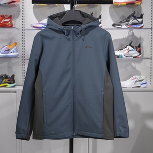 中国李宁健身系列连帽外套男子加绒保暖防泼水运动风衣 AFDU529