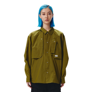 李宁LNG都市机能系列异形几何层次宽松时尚长袖衬衫女款秋FGBA002