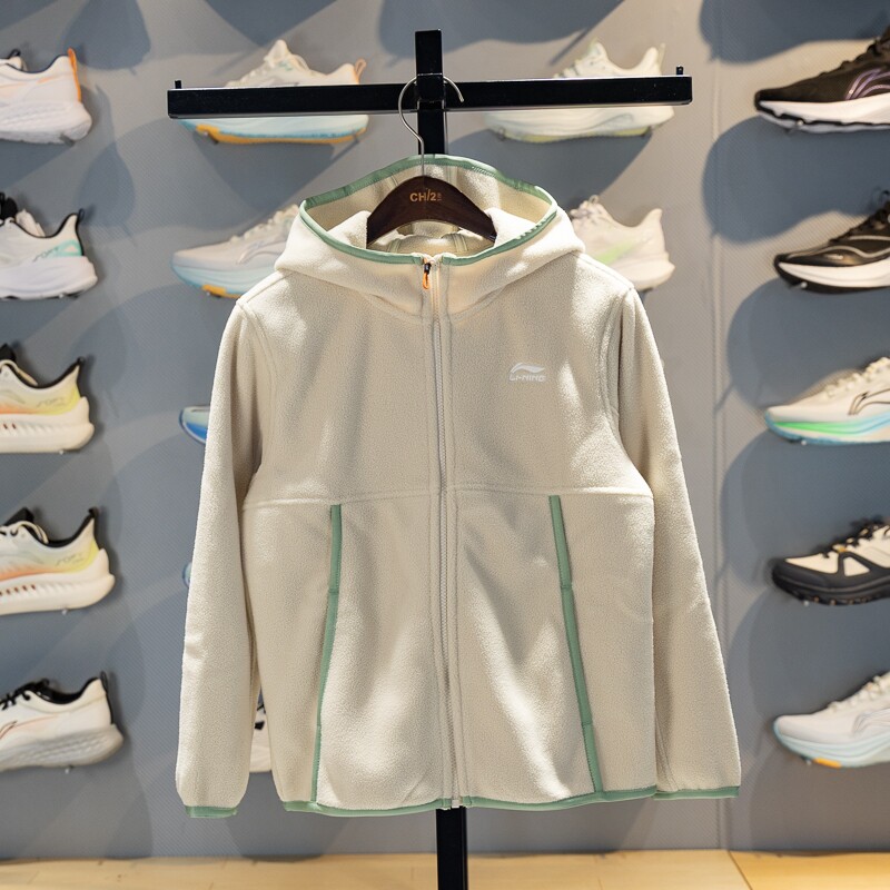 李宁2025秋季男女大童加绒保暖宽松开衫连帽摇粒绒卫衣YWDV523