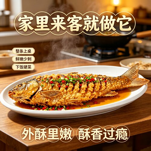正宗黄河油炸鲤鱼新鲜整条熟食年夜饭年年有余新鲜烹饪整条好吃