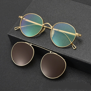纯钛偏光太阳镜万年款龟椭圆眼镜框男配近视太阳镜夹片女轻墨镜