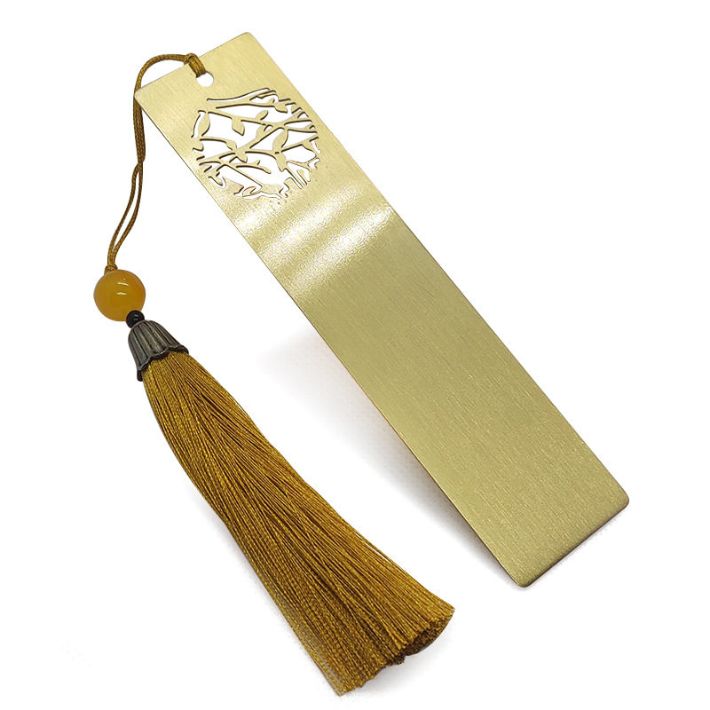 金属书签黄铜直尺书签制定刻字创意书签流苏金属书签文艺礼品套装