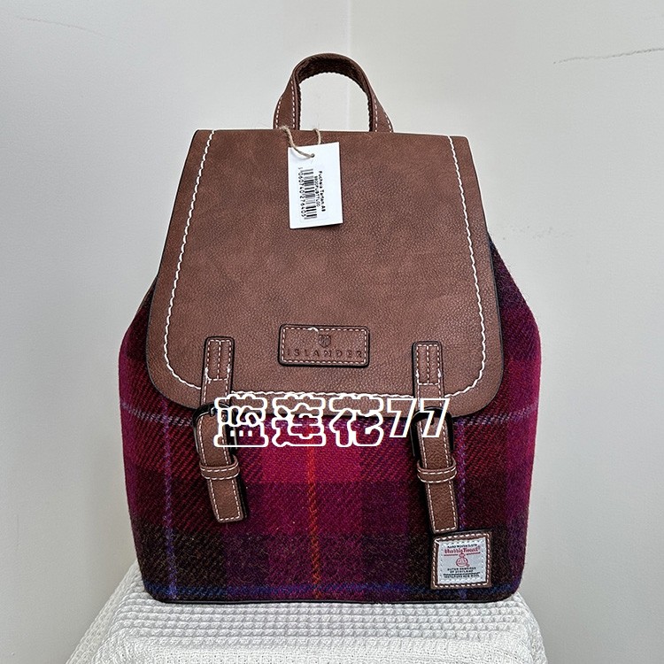 islander 哈里斯花呢 harris tweed jura backpack 双肩包 玫红