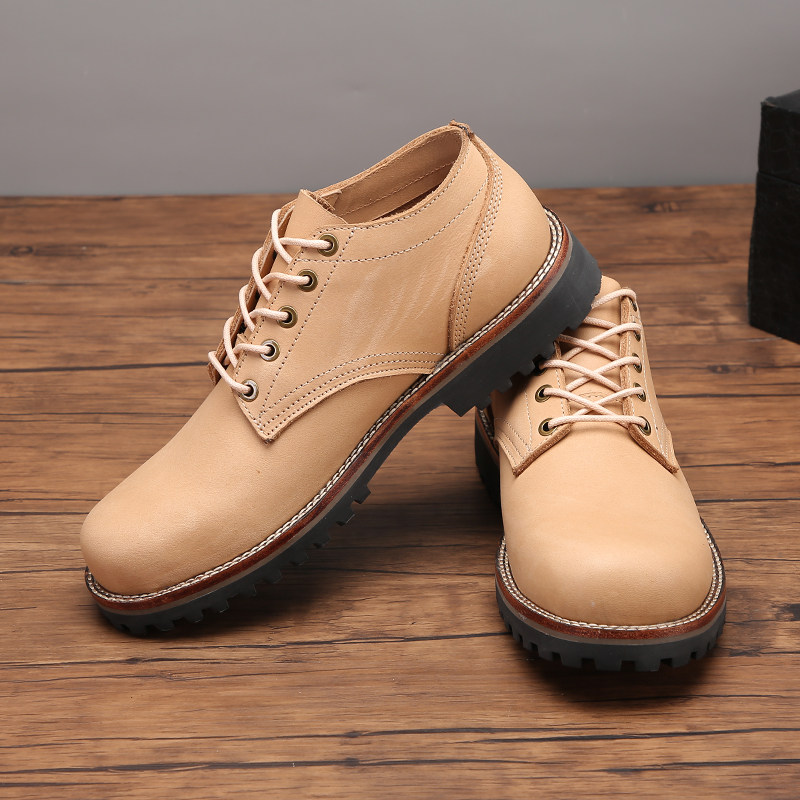 美式复古硬汉阿美卡叽缝线耐磨底工装鞋大头圆头鞋马丁靴男天神鞋,流行男鞋,单鞋,淘宝优惠券,粉丝福利购,淘宝优惠卷