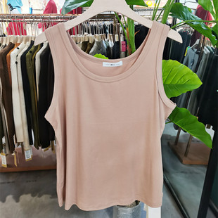 优布客2024女夏季新款5601生机棉圆领背心纯色百搭修身宽肩打底衫