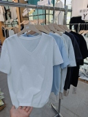 2026优布客夏新款 女士棉麻V领短袖 T恤纯色简约休闲宽松上衣5927