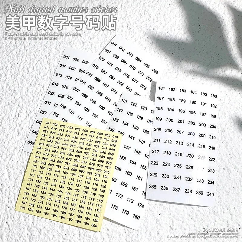 穿戴美甲号码贴甲油数字字母圆形贴纸手账标签编码