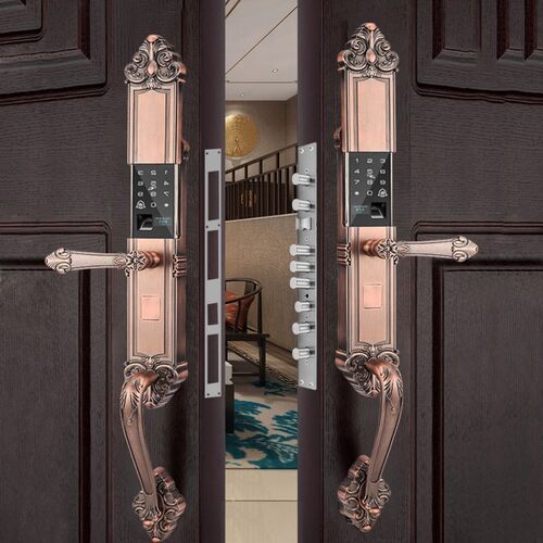 防水防冻防晒室外对开大门指纹锁欧式双开门欧式密码锁电子智能锁