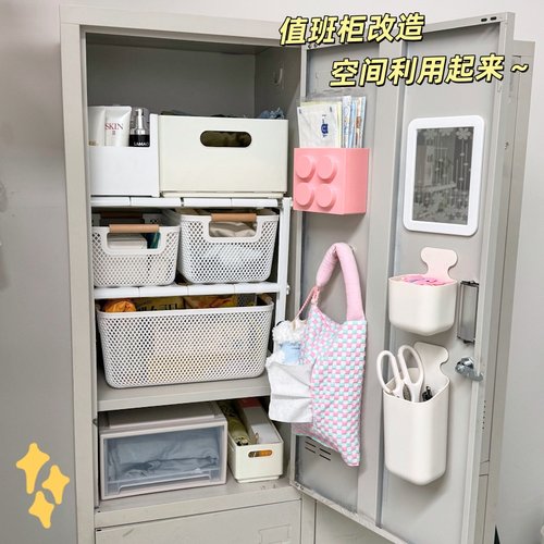 铁皮衣柜收纳盒护士柜分层置物架子医院值班室更衣柜隔板架可伸缩