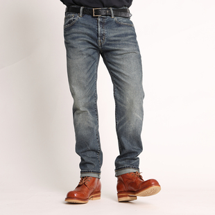 实年服工SN1985工作室手作系列水洗质感赤耳红边修身 男 牛仔长裤