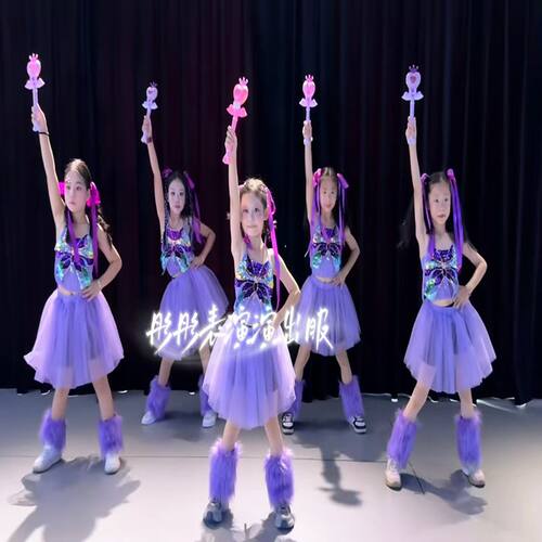新款紫色蓬蓬纱裙幼儿六一毕业舞蹈服儿童芭蕾公主裙啦啦操演出服