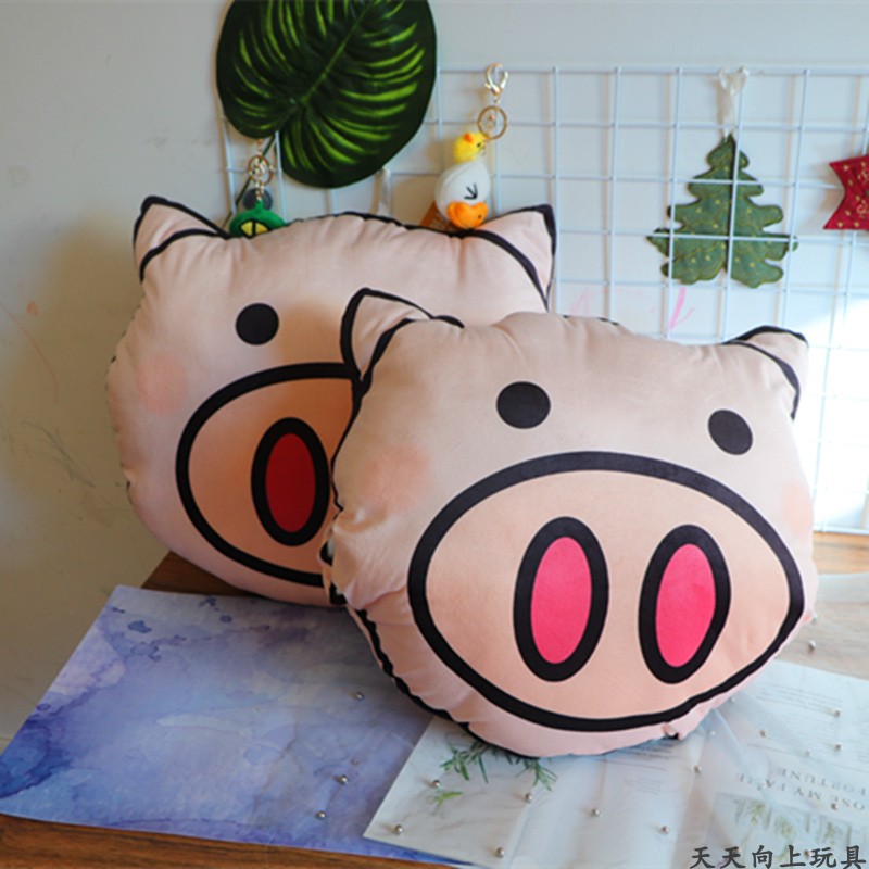 可爱头猪抱枕捂少女暖心157猪头手布娃娃粉猪毛绒玩偶生日圣诞节