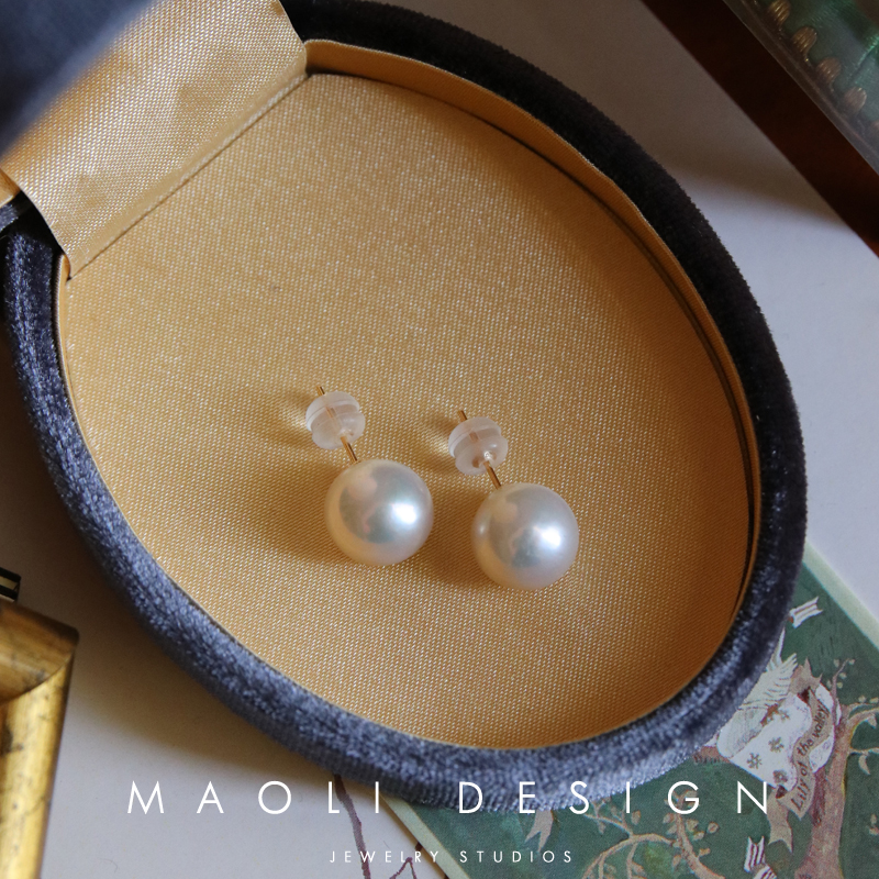 18K真金复古港风巴洛克珍珠耳钉