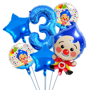 马戏团小丑主题32寸数字气球儿童生日派对装饰布置男孩拍照道具品