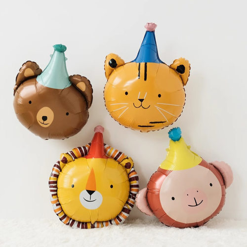 韩系卡通主题小熊猴子生日帽气球儿童节日活动派对装饰场景道具品