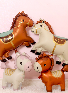 马年卡通站立造型小马气球儿童户外赶马入笼游戏公司年会活动道具