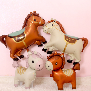 马年卡通站立造型小马气球儿童户外赶马入笼游戏公司年会活动道具