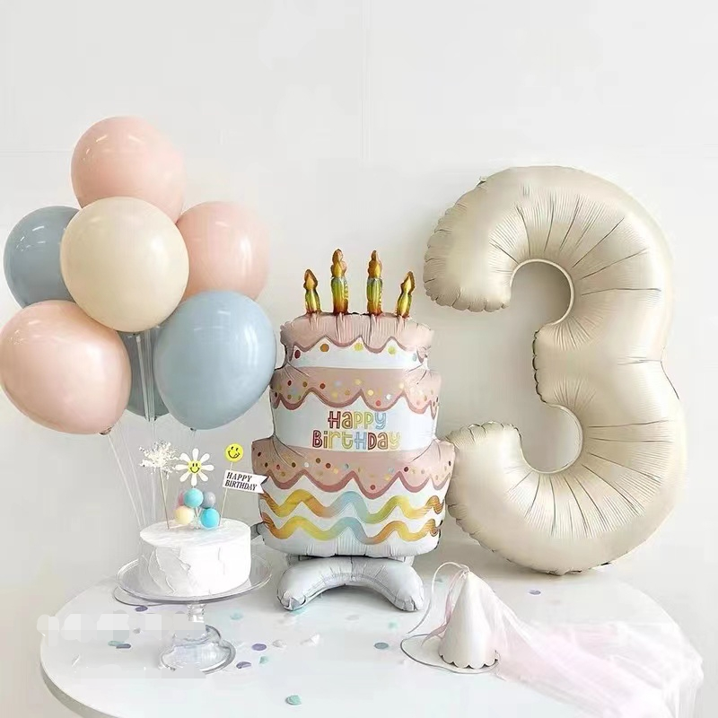 儿童生日派对装饰站立蛋糕气球