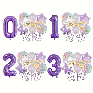 40寸紫色数字流星气球套餐儿童生日派对宝宝周岁场景装饰拍照道具