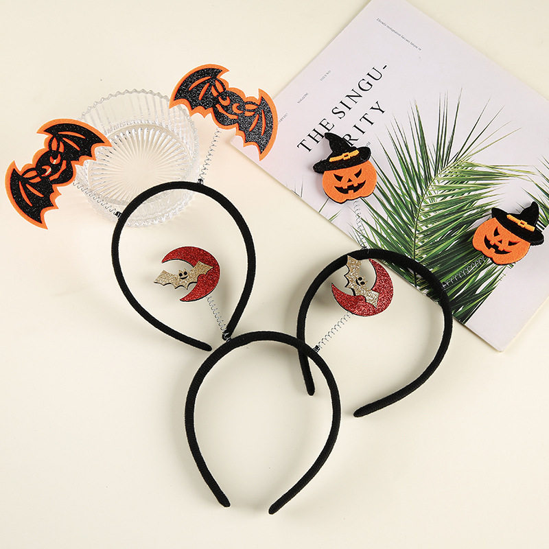 万圣节主题搞怪蝙蝠南瓜发箍儿童派对装饰头饰成人聚会恶魔角发箍