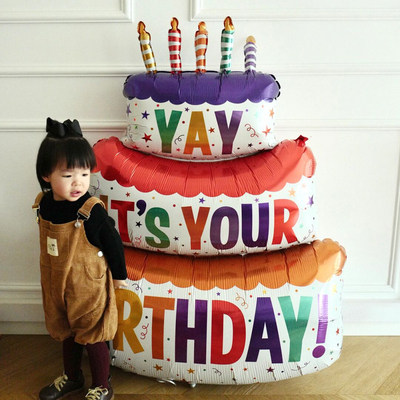 韩国简约ins风生日主题彩色蛋糕气球儿童宝宝周岁横幅装饰布置,节庆用品/礼品,飘空气球,淘宝优惠券,粉丝福利购,淘宝优惠卷