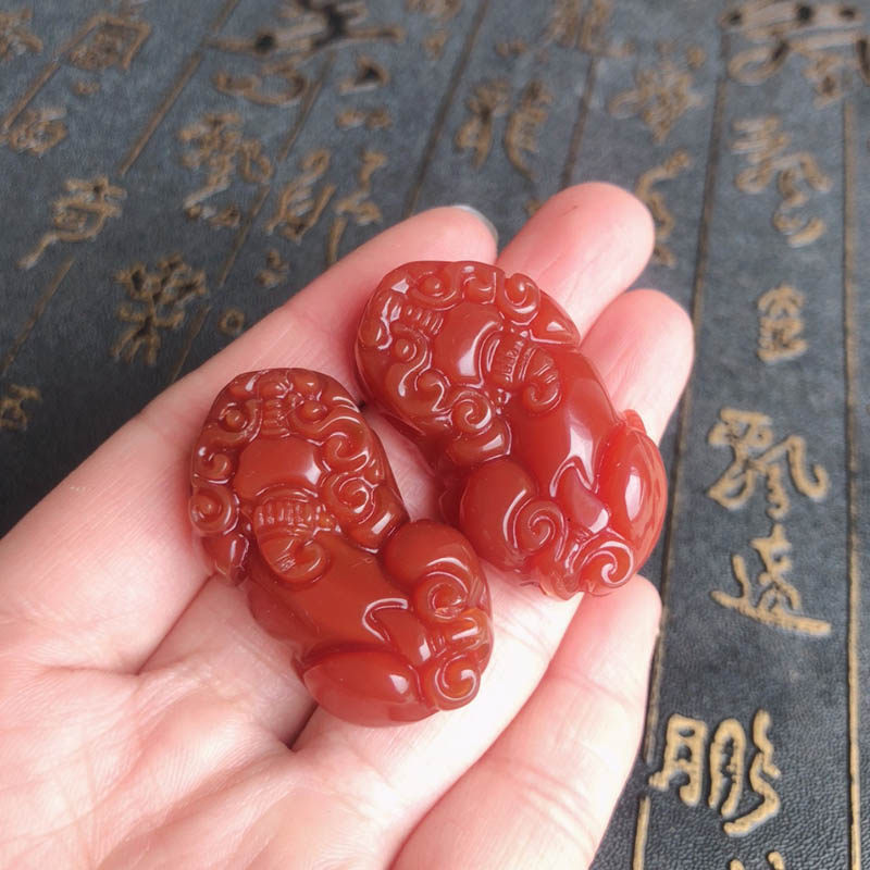 天然红玛瑙挂件证书吊坠