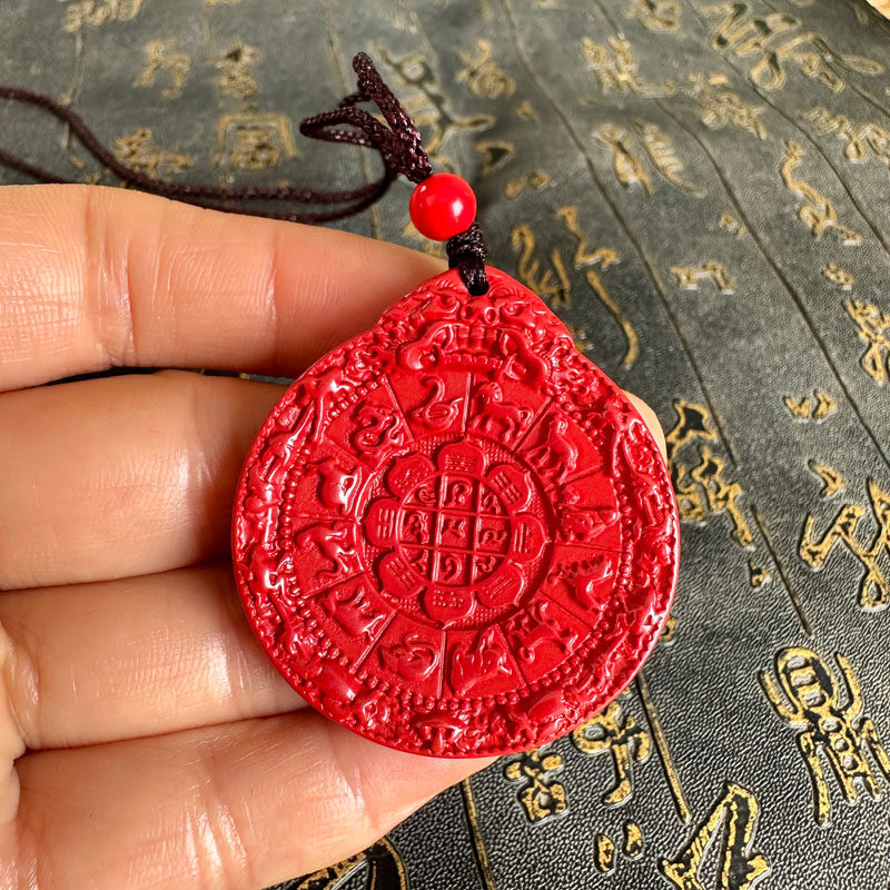 豁达客男女朱砂莲师九宫八卦吊坠
