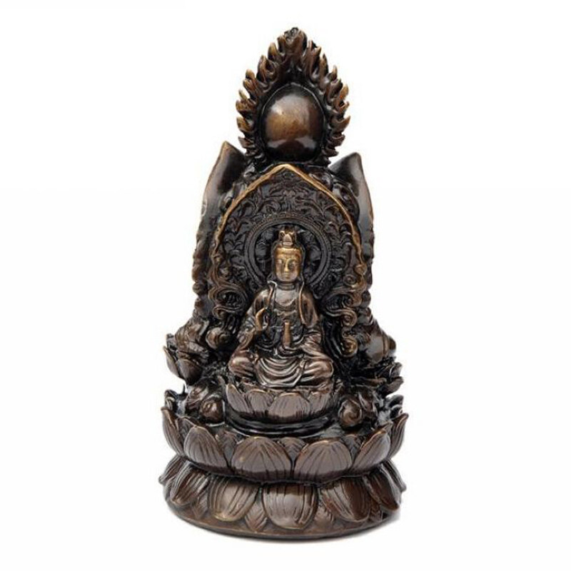 纯铜三面观音坐佛摆件家居供奉菩萨送证书