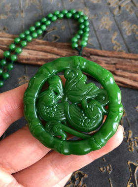 和田碧玉鸳鸯比翼鸟饰品吊坠